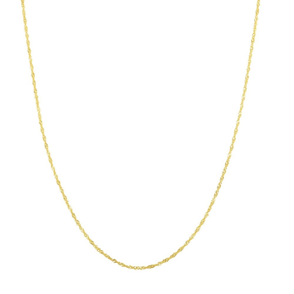 14k Yellow Solid Gold 1MM 18 in. Singapore Chain